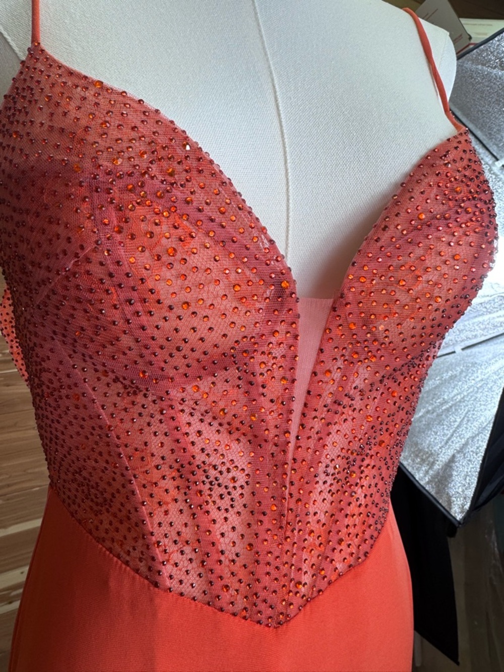 Mac Duggal Sunset Goddess Rhinestone Corset Gown NWT Size 0/4 - Picture 8 of 15